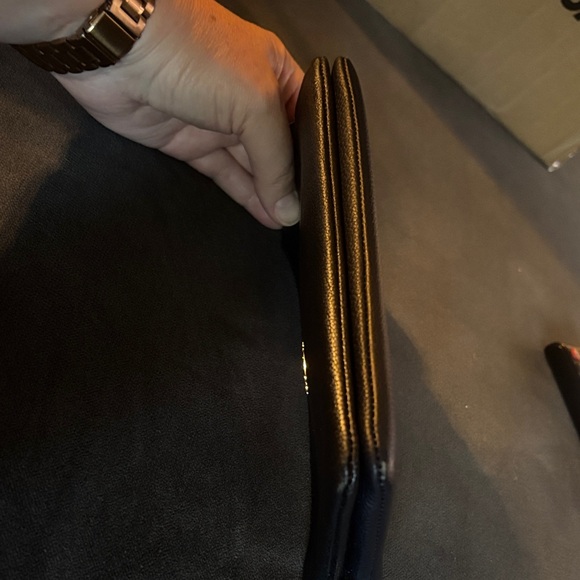 Coach Dark Navy Metalic Textured Leather Wristlet - Picture 5 of 8